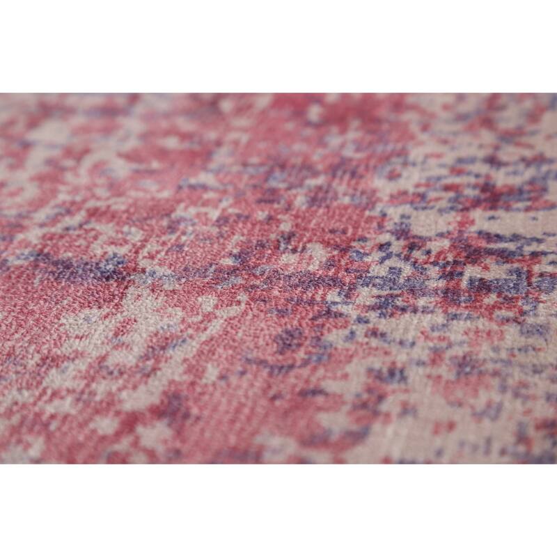 Contemporary Abstract Round Area Rug Handmade Beige Wool Carpet - 6'6" x 6'6"