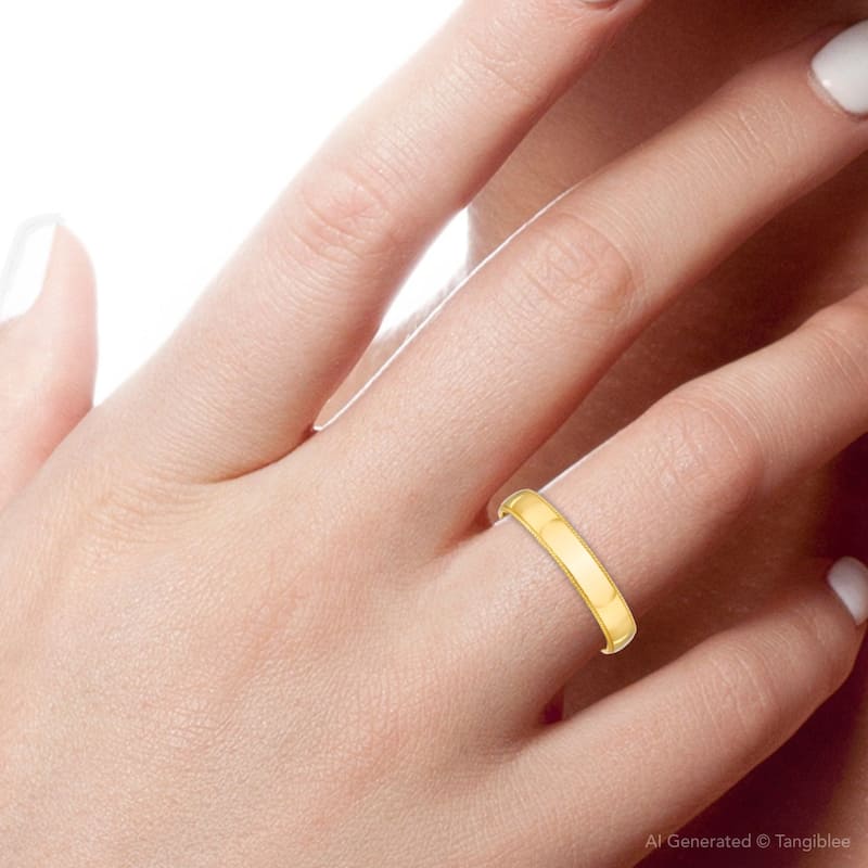 Milgrain Edge Wedding Band Yellow Gold
