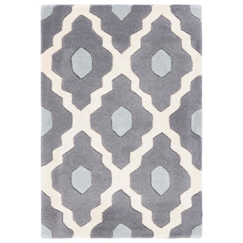SAFAVIEH Handmade Chatham Sutapa Modern Moroccan Wool Rug - 2' x 3' - Ivory/Dark Grey