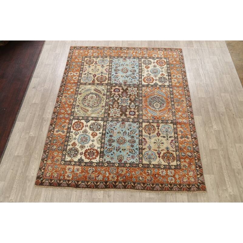 Vegetable Dye Garden Design Heriz Serapi Oriental Area Rug Handmade - 7'11" x 9'8"