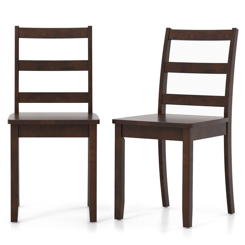 Gymax Set of 4 Dining Chairs Ladder Back Armless Side Chair w/ Solid
