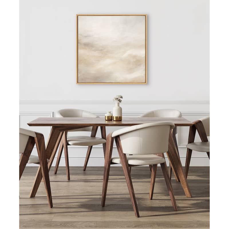 Kate and Laurel Sylvie Tonal White Beige Framed Canvas by Creative Bunch Studio