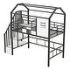 preview thumbnail 19 of 20, Metal Twin Loft Bed with Roof Design and Storage Box, Pink