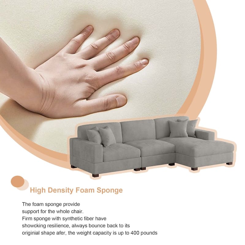 Modern Oversized Chenille Modular Sectional Sofa With Chaise