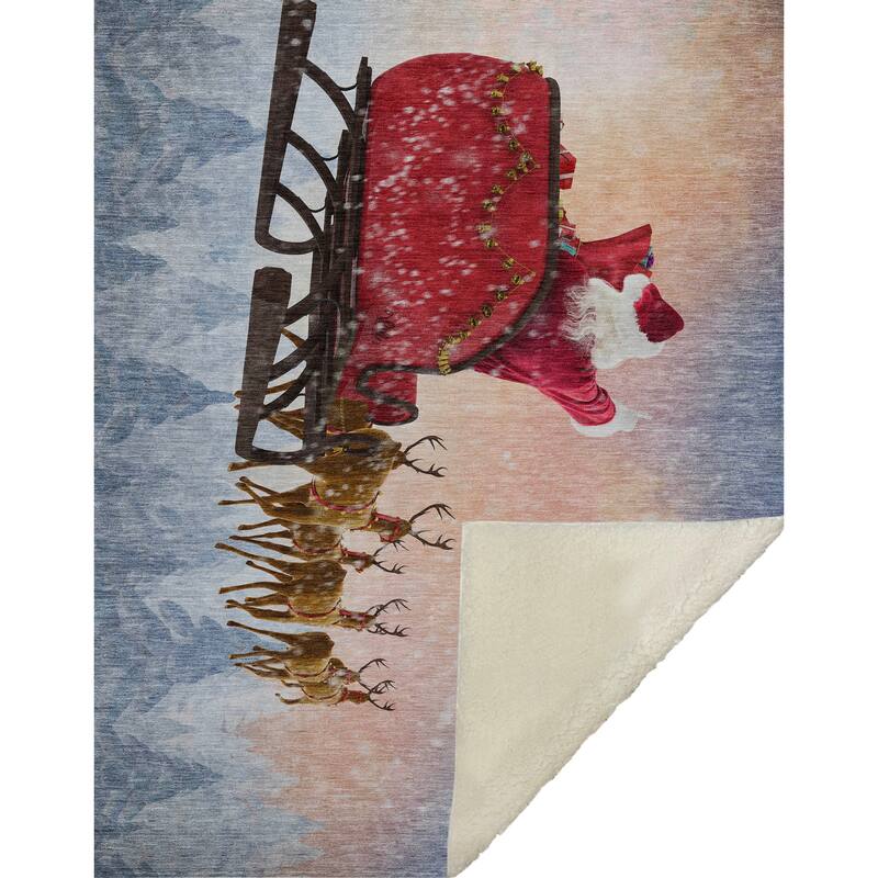 Premium Machine Washable ASB212 Santa Sherpa Throw Blanket