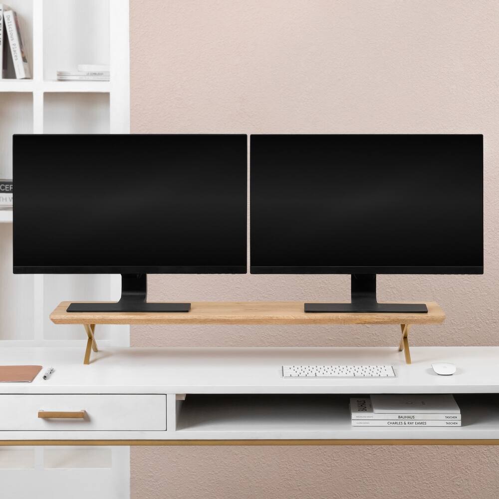 Jani Wood Monitor Stand Riser Desk - Ergonomic Design Stand, Desktop Organizer Table for Home, Office Workspace, Gaming Desk