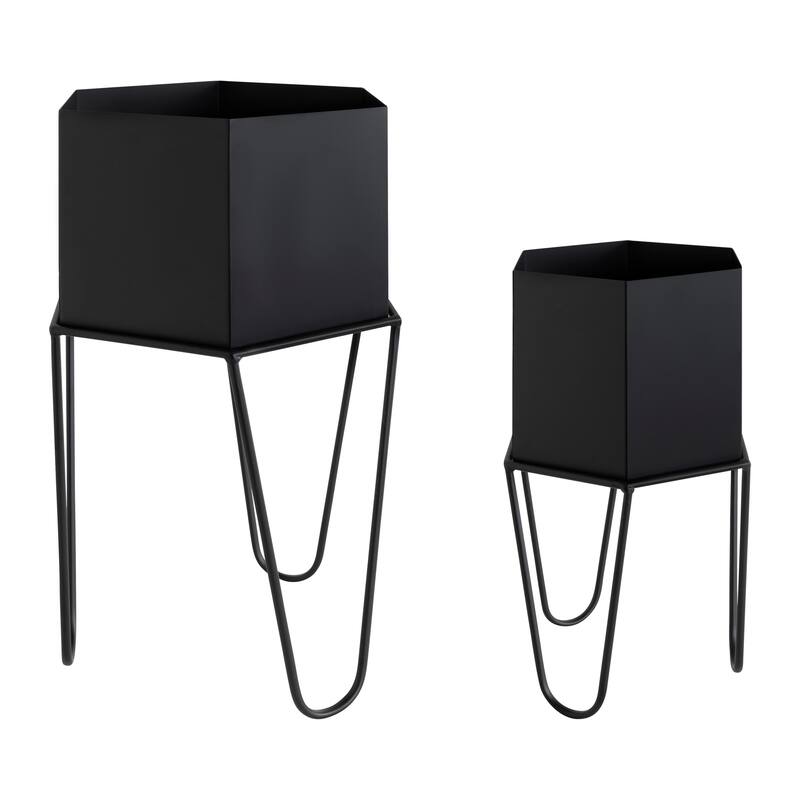 Kate and Laurel Jarvan Metal Freestanding Planter Set - 2 Piece