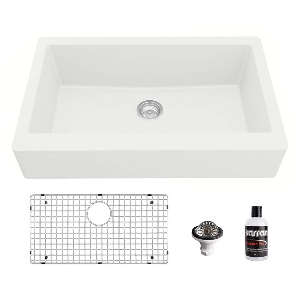 Karran Retrofit Farmhouse Quartz Single Bowl Kitchen Sink Kit