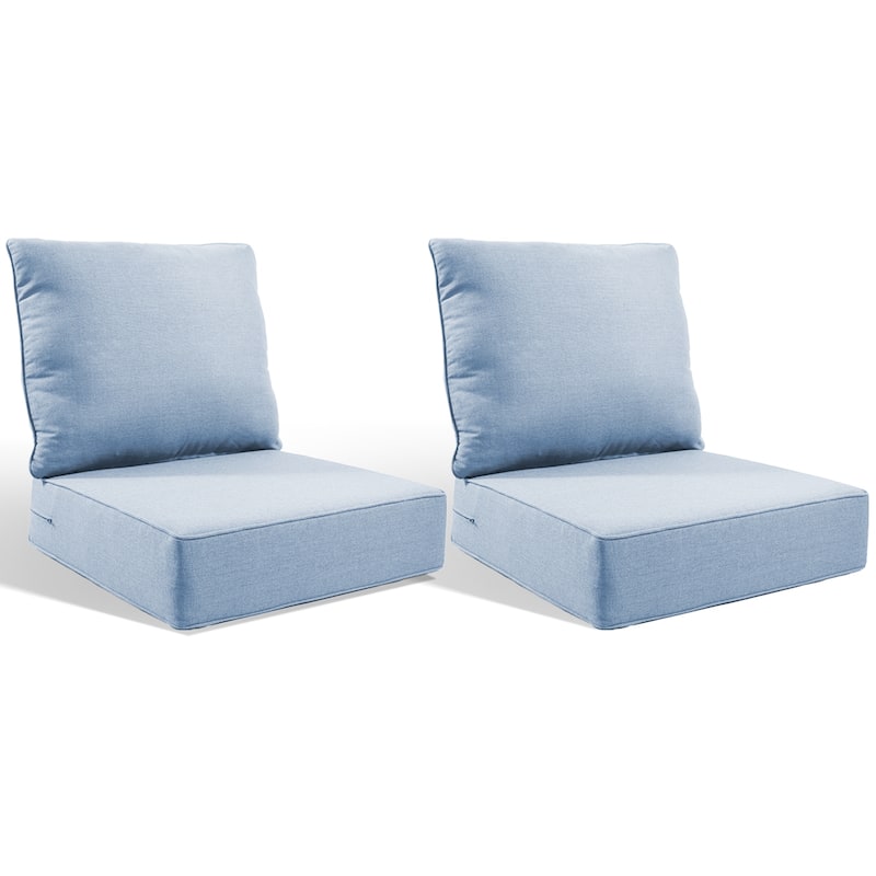 Pocassy 24x24x6 Inch Thick Cushions Pillows Set Indoor Outdoor Deep Seat Water & Fade Resistant - Baby Blue Cushion - 2 Set Seat & Back Cushion
