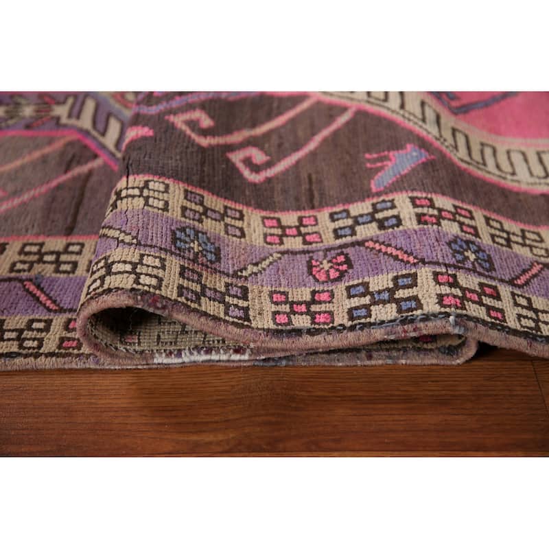 Meshkin Persian Vintage Runner Rug Handmade Wool Carpet - 3'4" x 10'0"