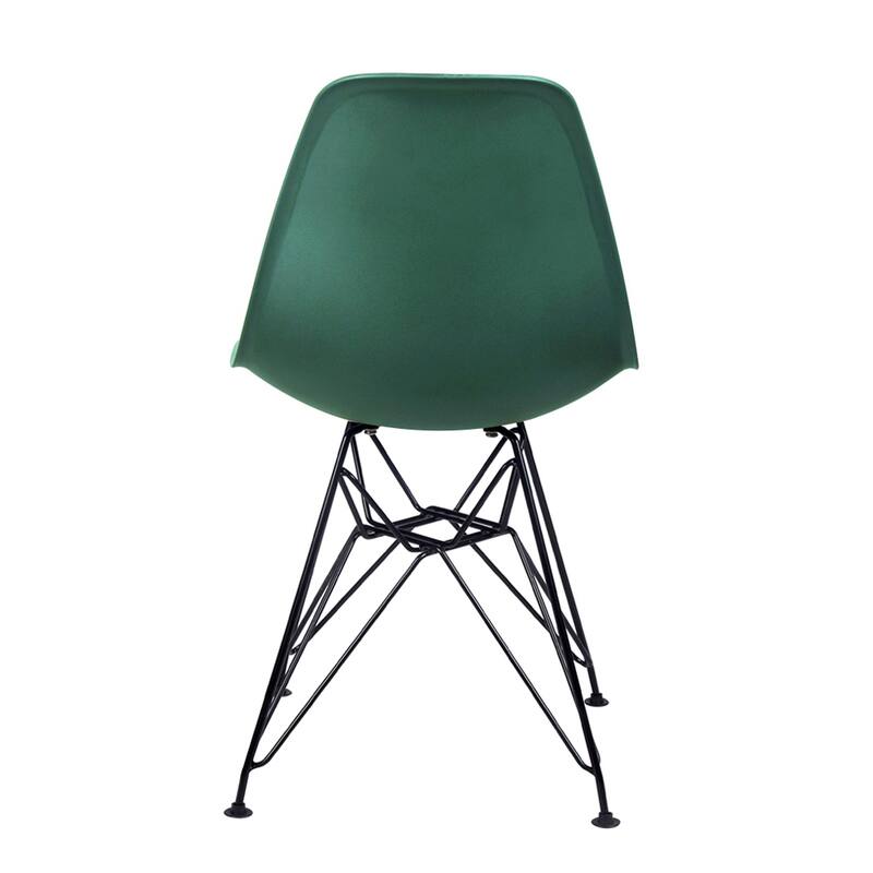 Armless Plastic Shell Side Dining Chairs with Metal Legs-Set of 2