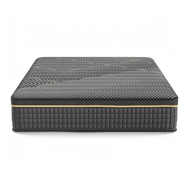Pocassy 12" Mattress Hybrid Mattress Gel Memory Foam & Zone Pocket Coil Support - Black - King