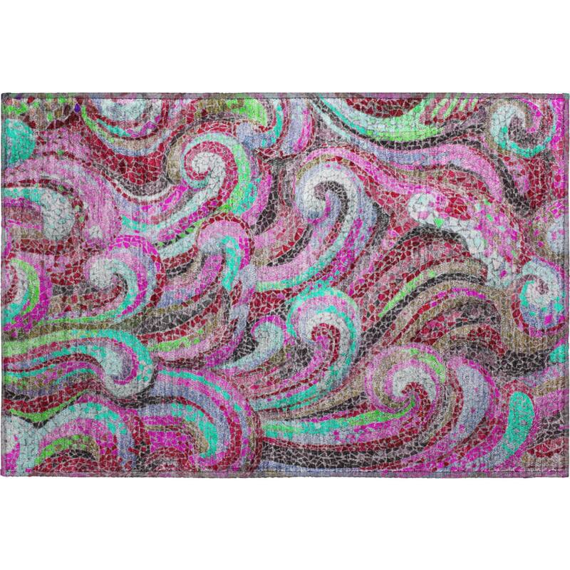Premium Washable Super Soft Contemporary Mosaic Wave Mayfield Rug