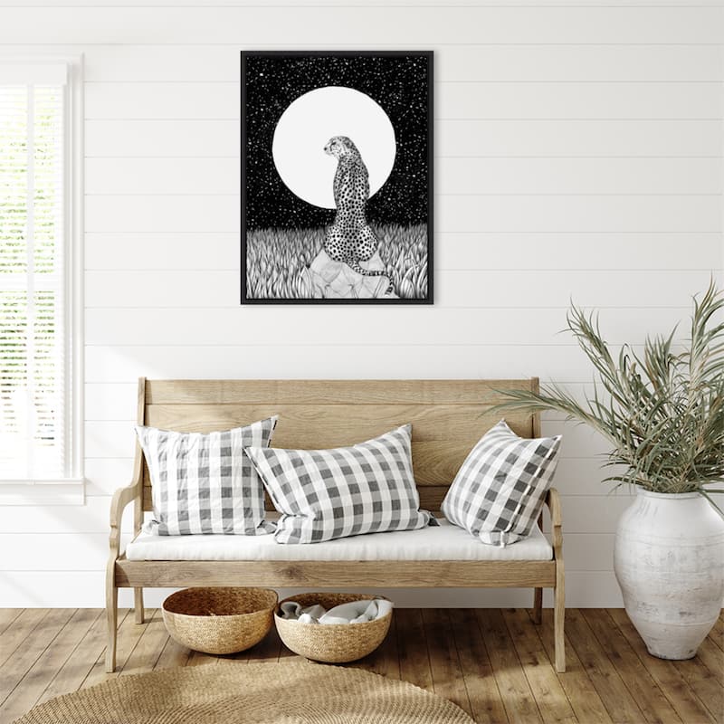 Cheetah Moon Large by Ec Mazur Framed Canvas Wall Art
