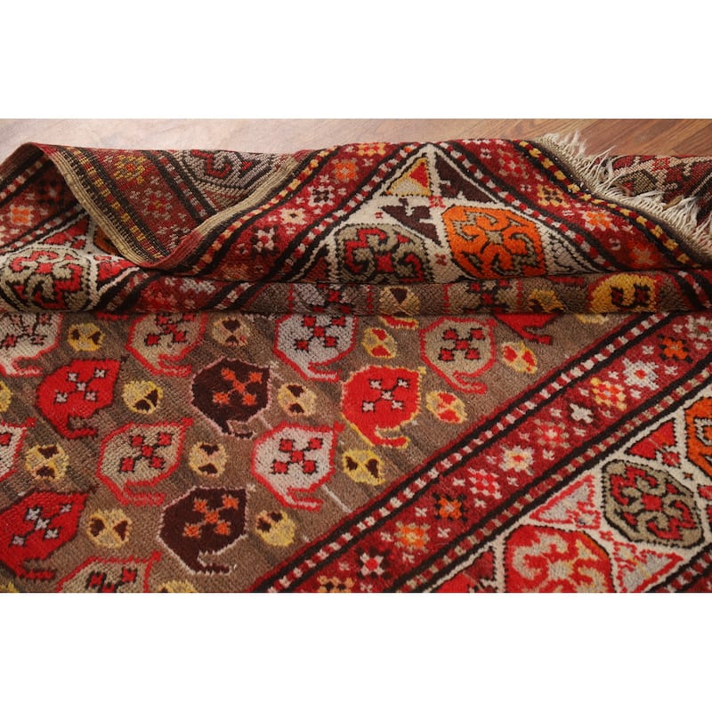 Pre-1900 Antique Vegetable Dye Kazak Runner Wool Carpet - 3'9" x 10'0"
