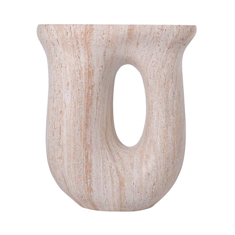 Christopher Knight Home - Modern Indoor/Outdoor 18.9"H U-Shaped Faux Marble MgO Accent Side Table with Unique Veining