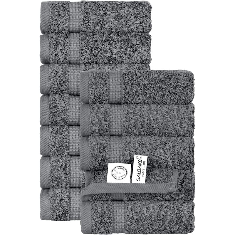 Royal Turkish Cotton Washcloth – Soft, Durable - Ultra-Absorbent Towels - Set of 12 - Grey