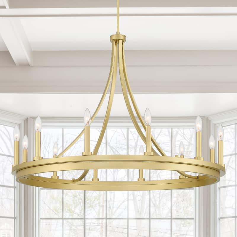 Acroma 12-light 40In Modern Farmhouse Large Empire Chandelier - Satin Brass
