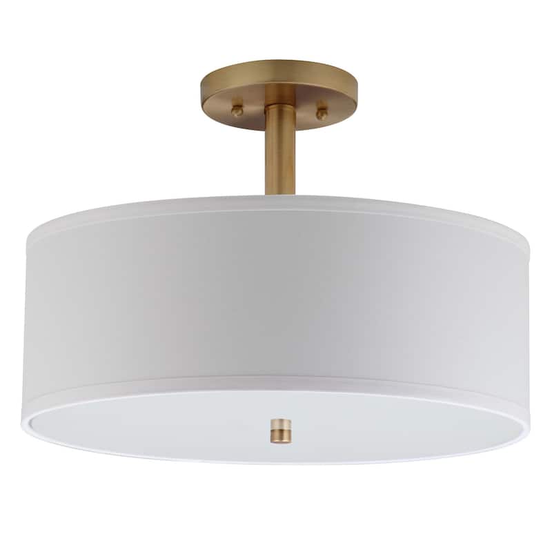 SAFAVIEH Lighting Clara 3-light Gold Ceiling Cotton Drum Light - 16"x16"x11.25"