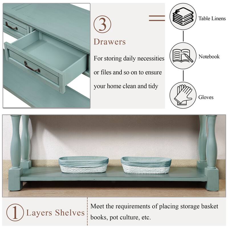 Stylish Tea & Coffee Table Console Table Retro Blue Dressing Table