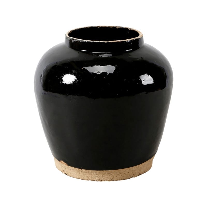 Artissance Vintage Glazed Obsidian Small Vase With Unfinished Base, 24 Inch Tall, Black (Size & Finish Vary)