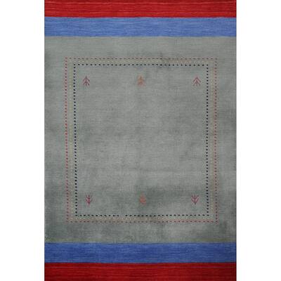 Striped Gabbeh Oriental Accent Rug Handmade Wool Carpet - 3'10"x 5'7"