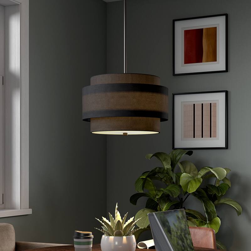 Solomon 16" Wide 2-Light Pendant with Tiered Fabric Shade - 16" Wide