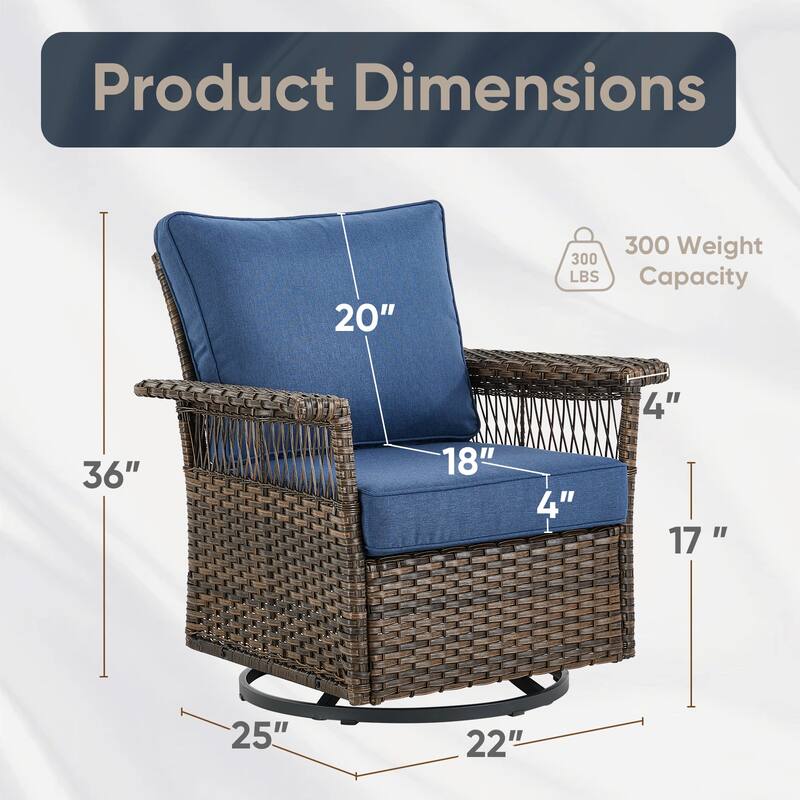 Pocassy Outdoor Swivel Chairs with Sofa Chair Ottoman and Table Set