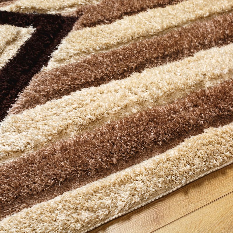 Livabliss Bologna Geometric Stripes Plush Area Rug