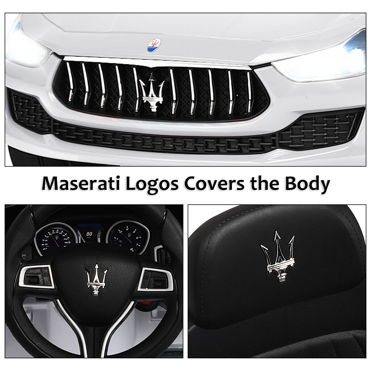 Gymax 12V Maserati Licensed Kids Ride on Car w RC Remote Control