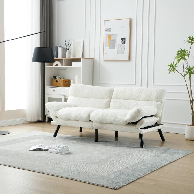 Modern 2-Seater Teddy Sofa with Metal Legs, Set of 1