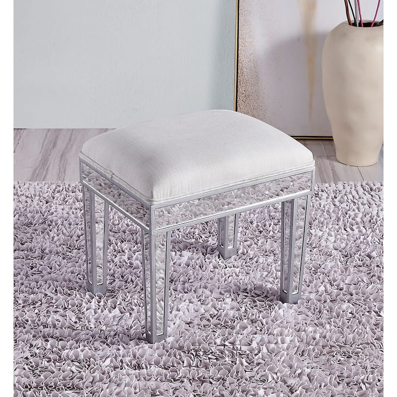Dressing stool 18"Wx 14"D x 18"H in antique silver paint