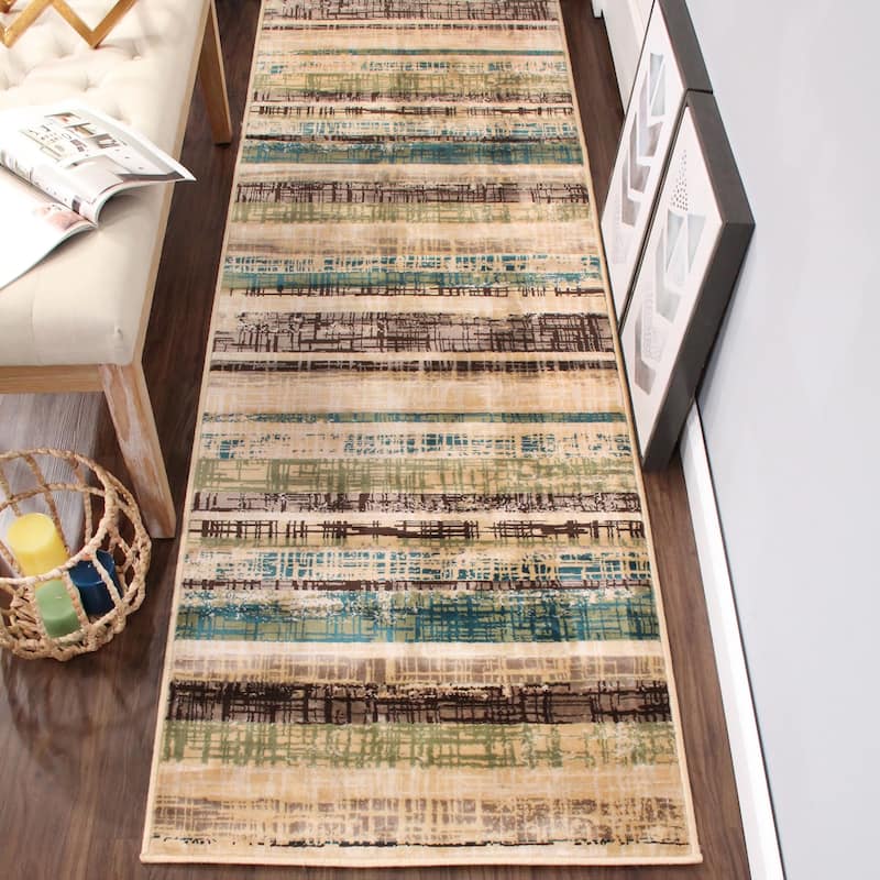 Superior Kylemore Modern Abstract Stripes Indoor Runner or Area Rug - 2' 7" x 8'