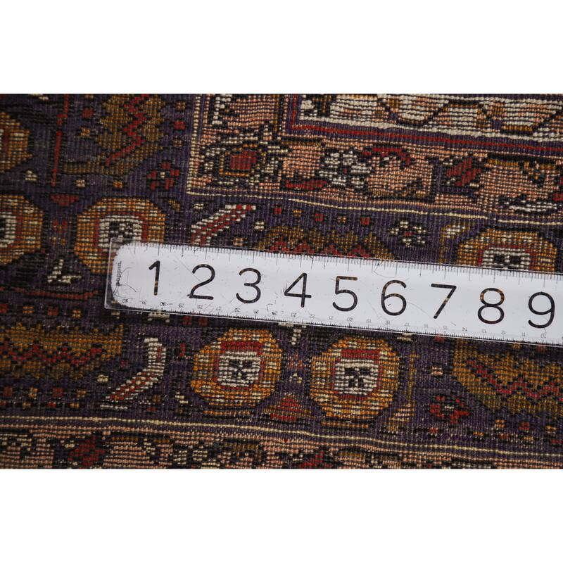 Hand Knotted Oriental Silk Carpet Transitional Medallion Purples Anatolian Area Rug - 5' 2'' X 4' 0''