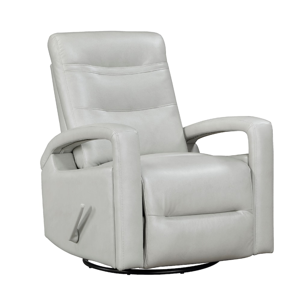 Kamo Manual Recliner Swivel Chair, 32 Inch, Smoke Gray Faux Leather