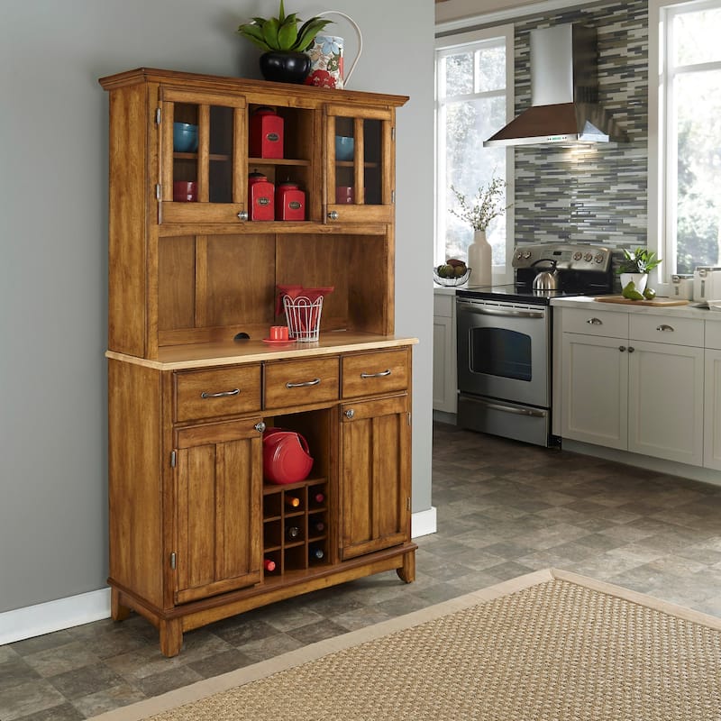 Homestyles Buffet Of Buffets Brown Wood Buffet with Hutch - 44" x 17" x 72"
