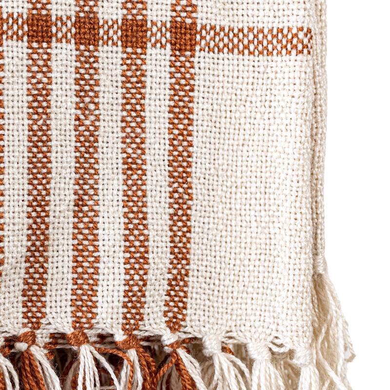 Foreside Home & Garden Plaid Outdoor Picnic Blanket Rust Polyester