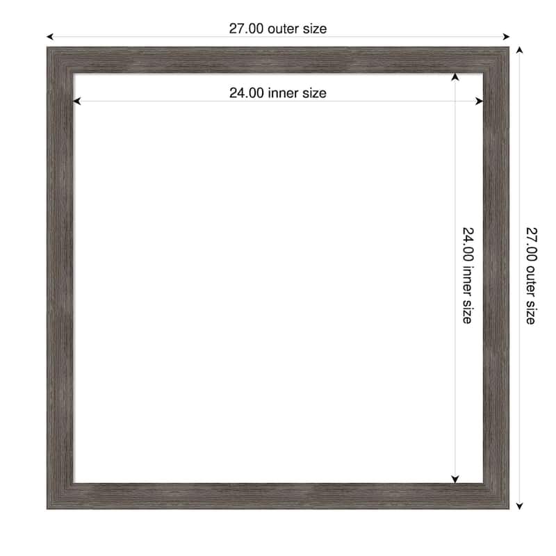 Amanti Art Pinstripe Lead Grey Framed Dry Erase Magnetic Board - 27 x 27 in