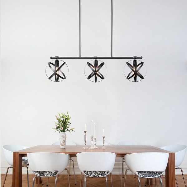 Carbon Loft Gideon 3-light Dark Bronze Linear Chandelier - 57". Opens flyout.
