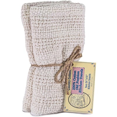 Carolina Cottons, Old Fashion 100% Cotton Made in The USA Highly Absorbent Kitchen Towels - Set of 2-24"x15" Various Colors