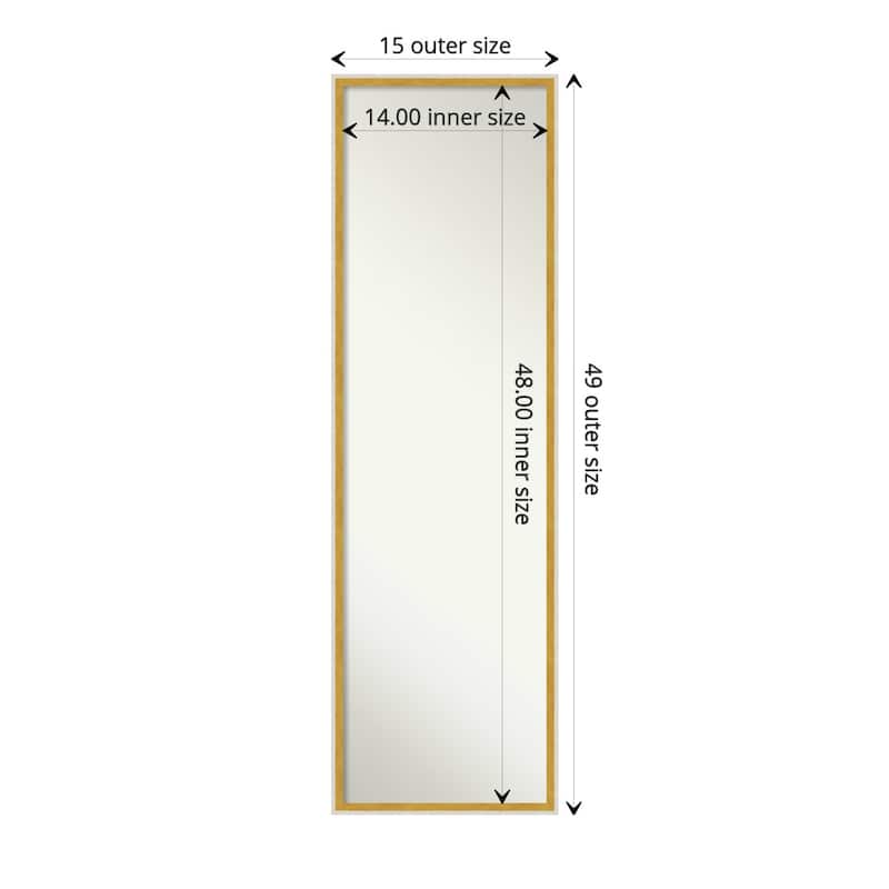 Paige Non-Beveled Wood Framed Full-Length On the Door Mirror - Glass Size 14x48 - Paige White Gold