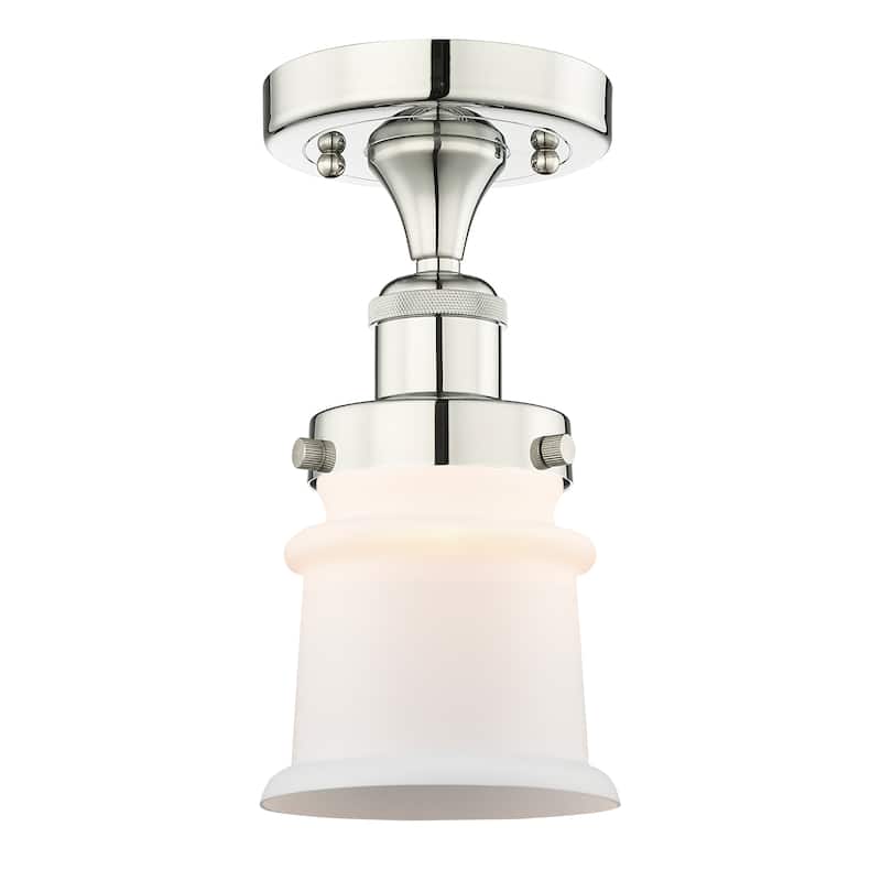 Innovations Lighting Canton - 1 Light 5" Semi-Flush Mount - Polished Nickel/Matte White