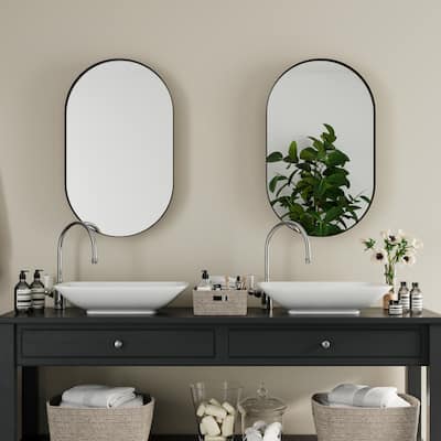 20x34 Inch Oval Recessed Bathroom Medicine Cabinet with Mirror