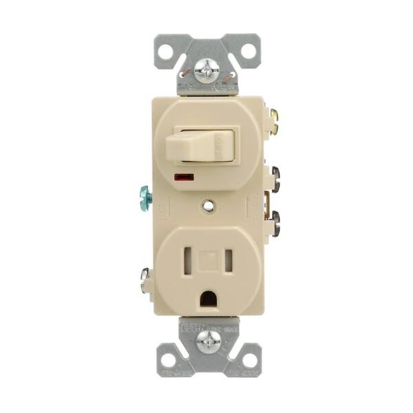 15 AMP Rectangle Ivory Electrical Switch and Outlet PlasticAluminum