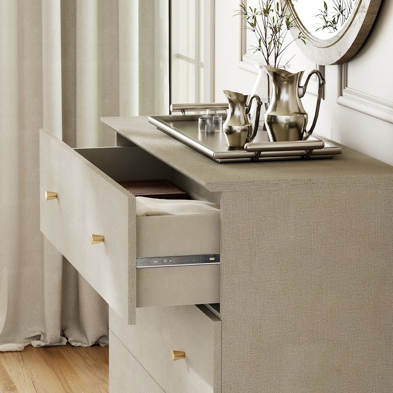 WAMPAT Dresser with 3 Drawers, 35.4" Wide Chest of Drawer for Bedroom