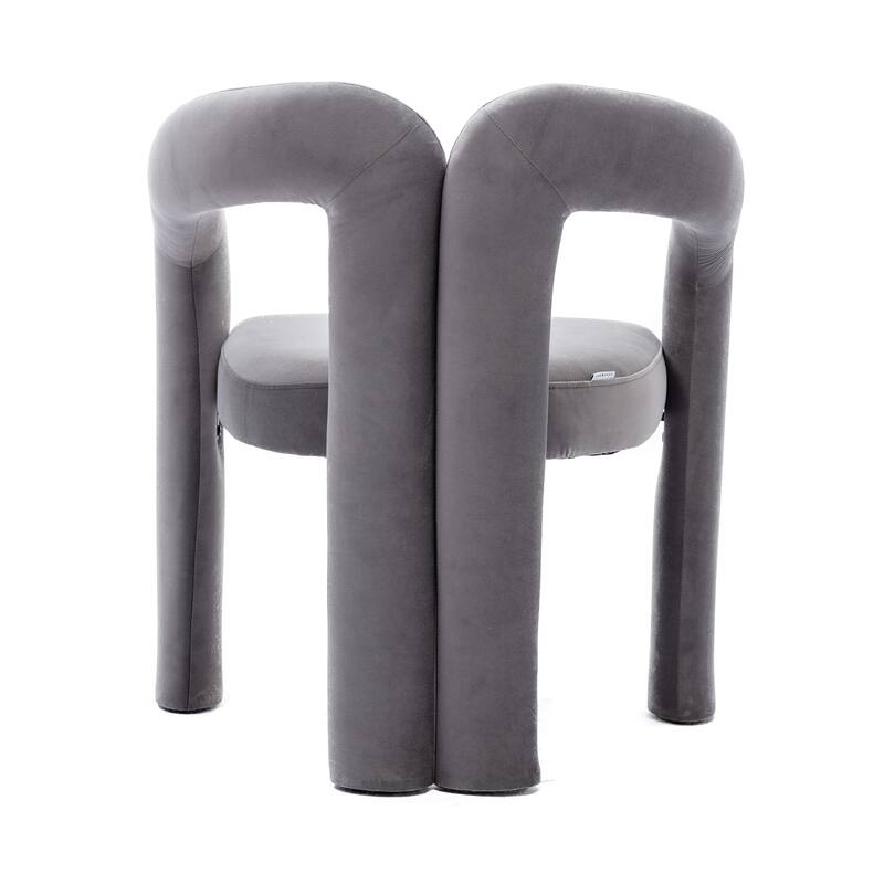 Gray 25.2" Accent Chair with Curved Backrest (Set of 2)