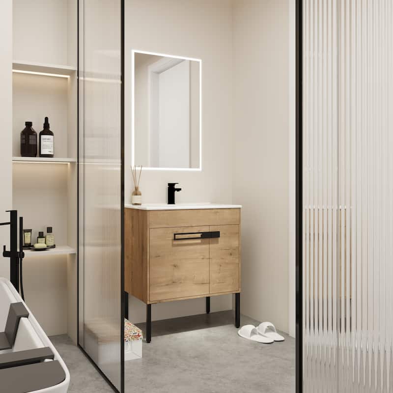 30 Inch Bathroom Vanity With Sink, Freestanding Bathroom Vanity or Floating is Optional Conversion