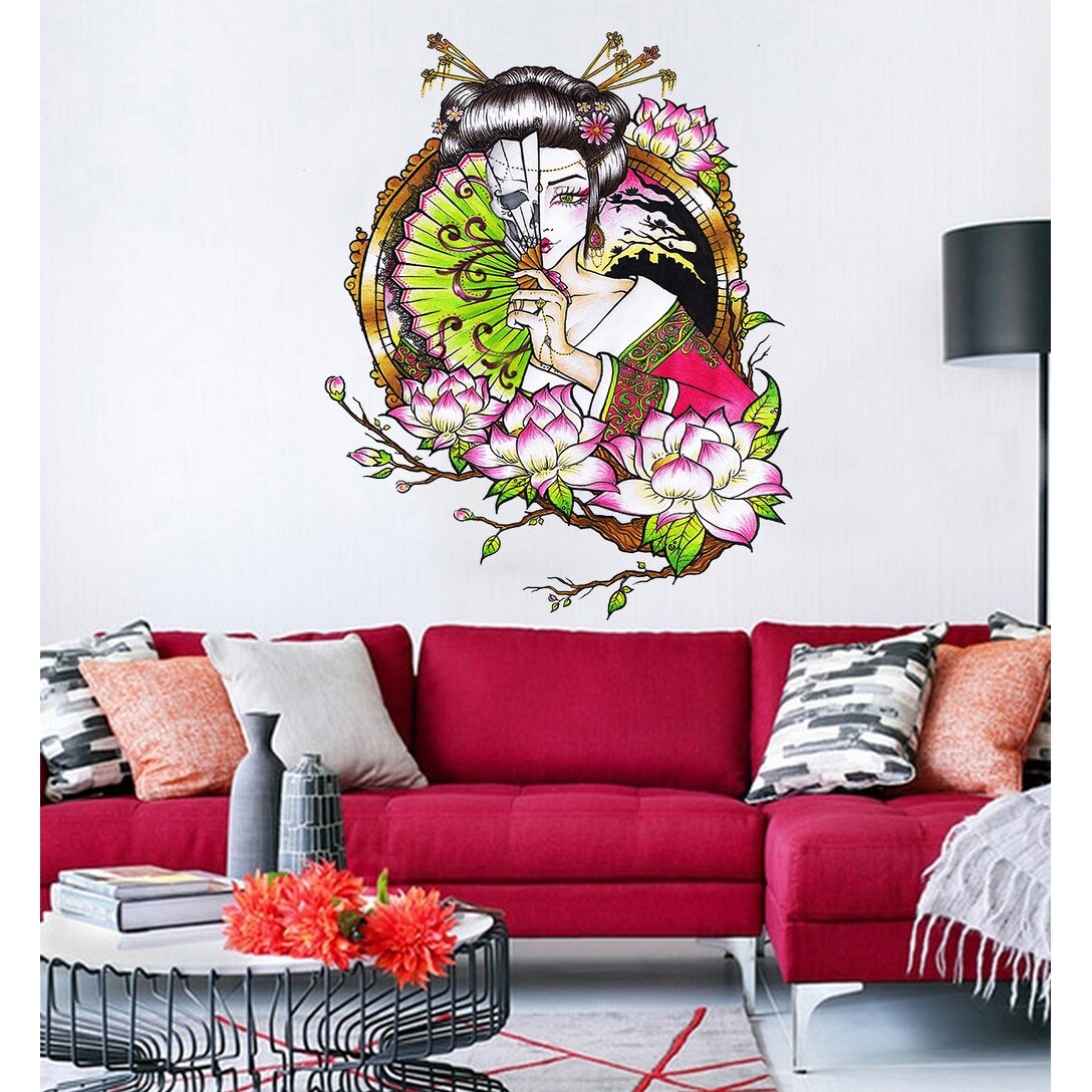 Flowered Geisha Wall Decal, Flowered Geisha sticker-image