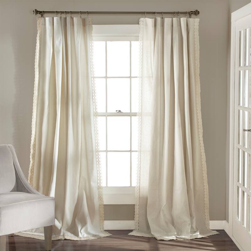 The Gray Barn Kind Koala Vintage Farmhouse Light Filtering Curtain Panel Pair - 120" x 54" - Ivory