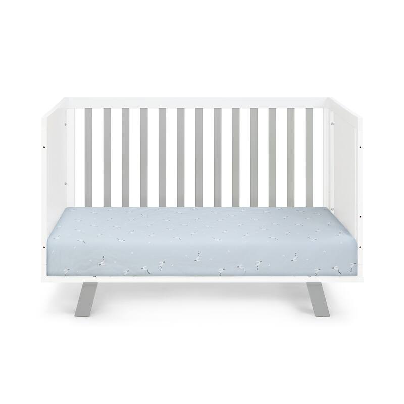 HomeRoots Gray and White Solid and Manufactured Wood Standard Three In One Convertible Crib - 54